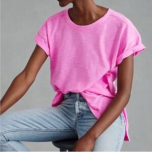 NWOT Pilcro × Anthropologie The Jordyn Cotton-Slub Crew-Neck Oversized Tee